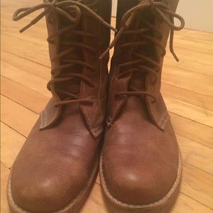 Genuine Leather Brown Roots Combat Boots